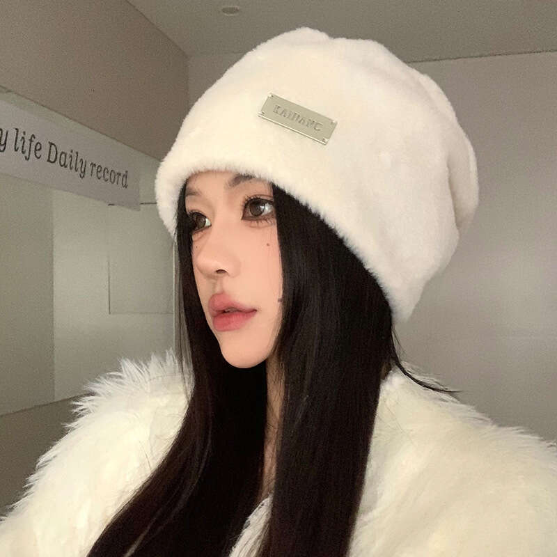 Korean version imitation mink fur pile cap for women, autumn and winter thick warm hood, anti steel standard plush cold hat