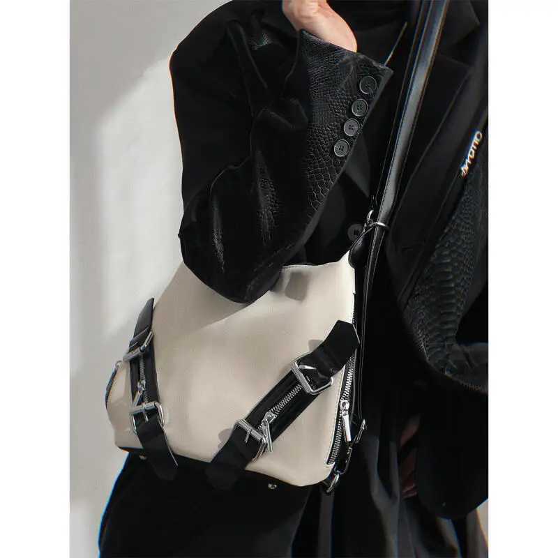 2024 New Fi Backpack Text Backpack Academy Style Backpack Advanced Feeling Dark Handheld Casual Cross body Bag Y250318