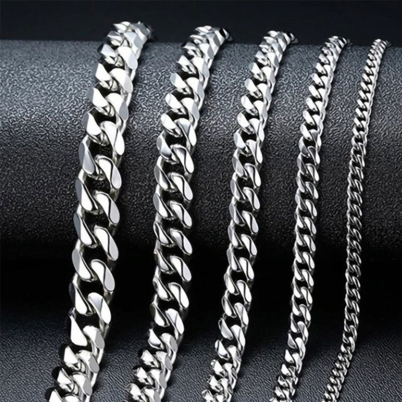 Six-sided Milled Stainless Steel Necklace Unisex Hip Hop All-match Titanium Steel Sweater Chain Jewelry