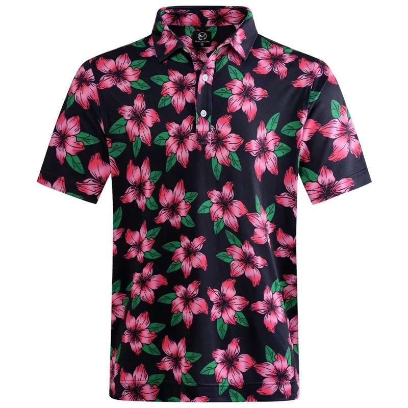 Hawaiian Plants Polo Shirt Man Summer 3D Print Leaves Flower Short Sleeve Golf Polo Shirts Oversized Street Tops T-Shirt Clothes 250318