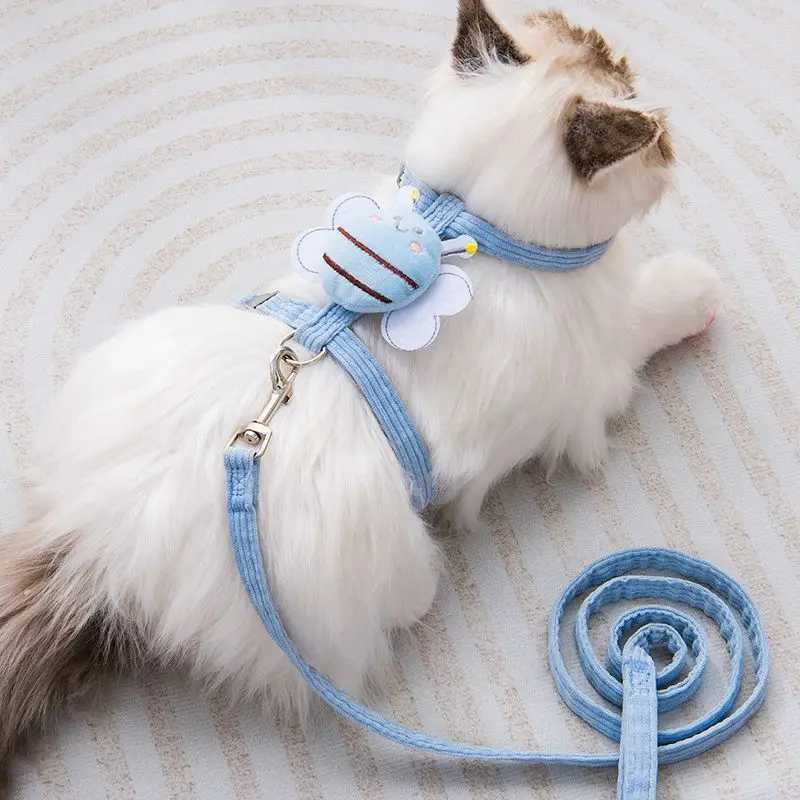 Cat Strap Set Adjustable Mesh Dog Strap Cartoon Tank Top Pet Walk Led Lead Leash Suitable for Small and Medium Sized Dogs Cats and KittensT250318