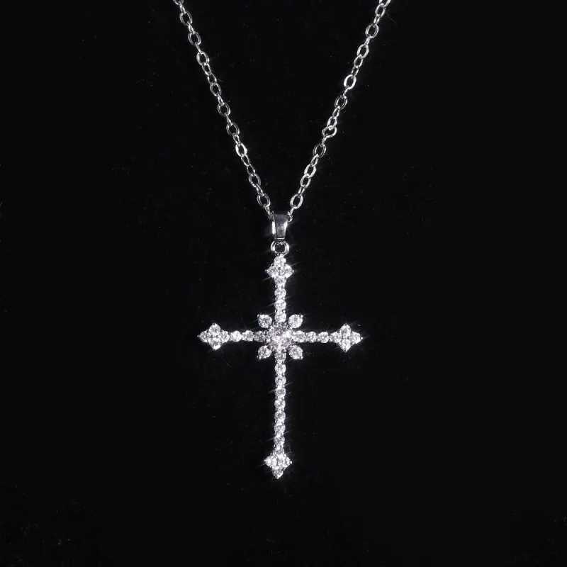 1 piece of imitation white gold necklace ladies cold wind all diamond star mango sparkling cross pendant jewelry W250318