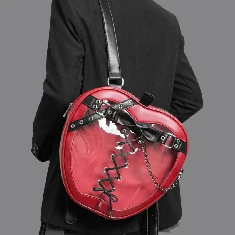 Personality All Match Chain Bow Belt Backpacks Transparent Y2k Aesthetic Girls Jk Bag Women Harajuku Bandage Ins Ita Bags Trendy 250318