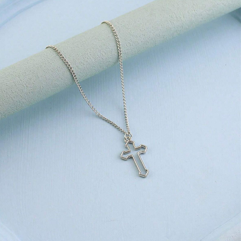 Long Hollowed-out Cross Pendant Necklace Simple Hip Hop Sweater Chain Jewelry for Men And Women