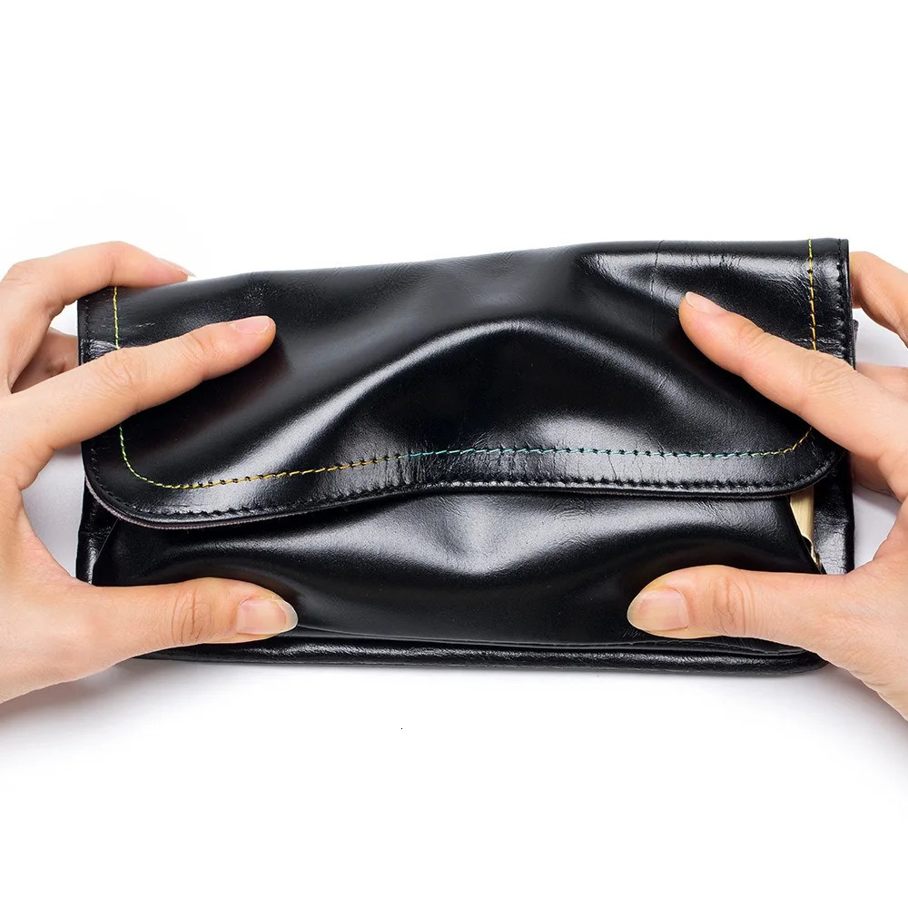 Leather phone wallet handbag wax cowhide coin wallet lipstick earplugs pocket clip 250317