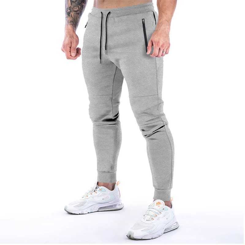 Mens sports pants sports pants gym workout pants slim fitness pants with pockets W250318