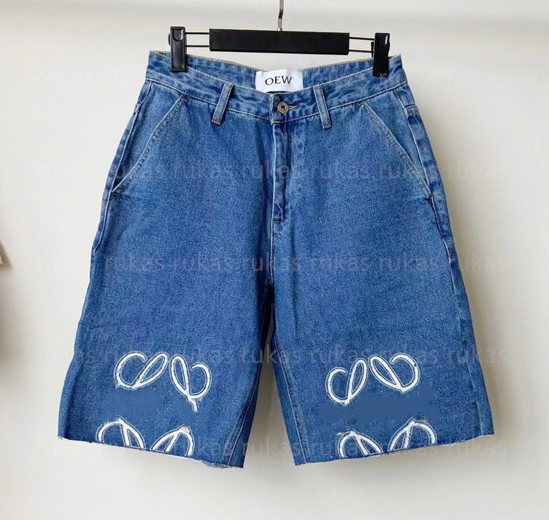 Jeans Mens Shorts Designer Trouser Five Tight Straight Denim Shorts Jeans Letter Embroidery Loose Jean Pants Men Women Clothing Embroidery Printing Size 32-42