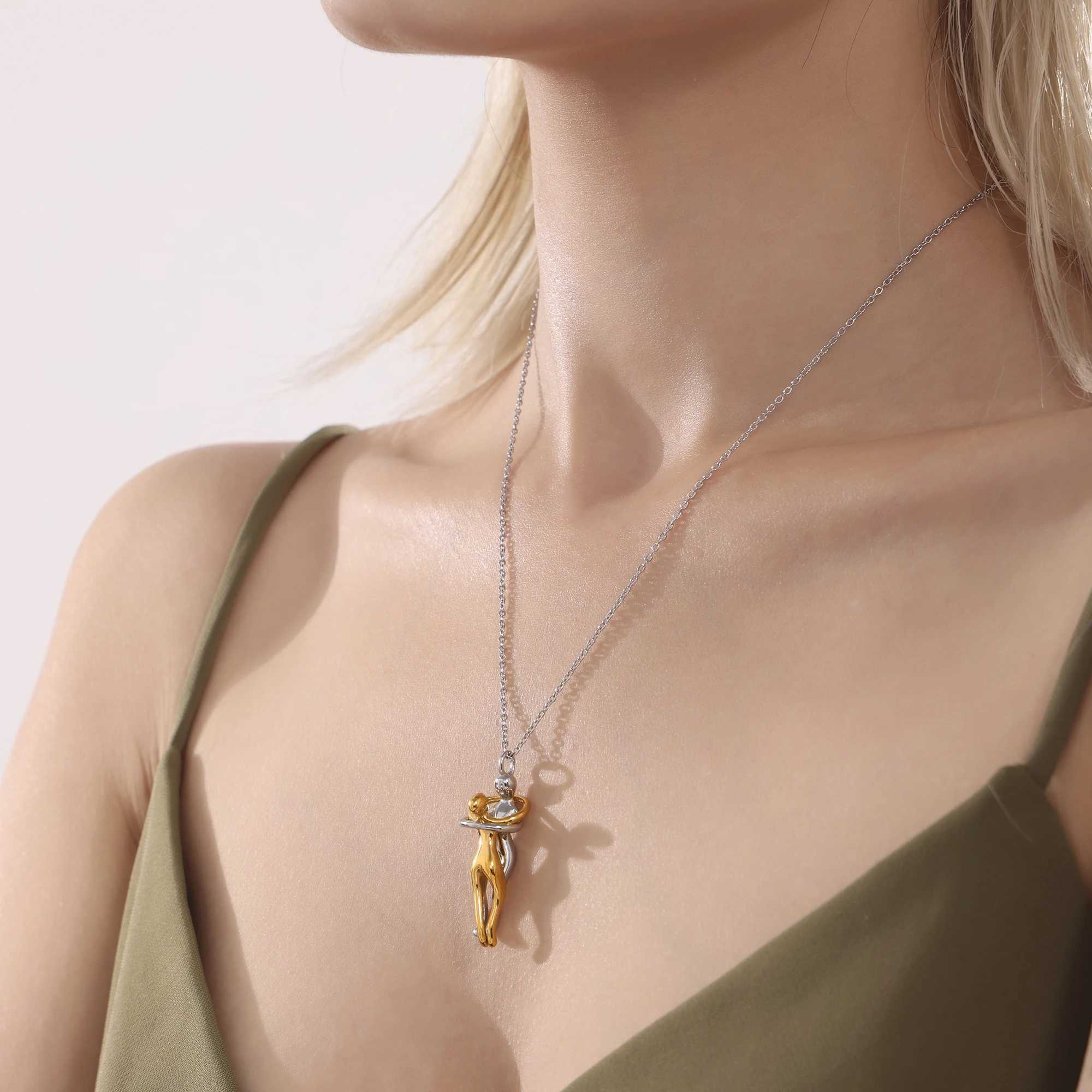 Fashion gold silver doll pendant necklace for women 316L stainless steel gold-plated long couple necklace waterproof jewelry W250318