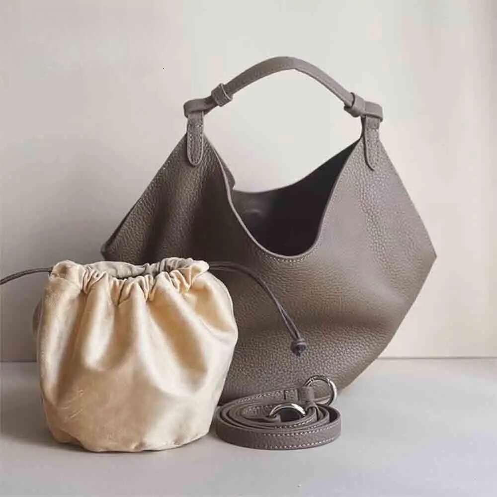 New Woman Bag Cowhide Leather Designer Bags Soft Underarm Shoulder Satchel Tote Retro Pouch Black