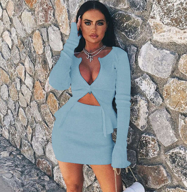 Women's Swimsuit Tight Dress 93513 High Waist Knitted Thread Wrapped Butt Solid Color For Women 2024 New Spicy Girl Versatile Short Skirt