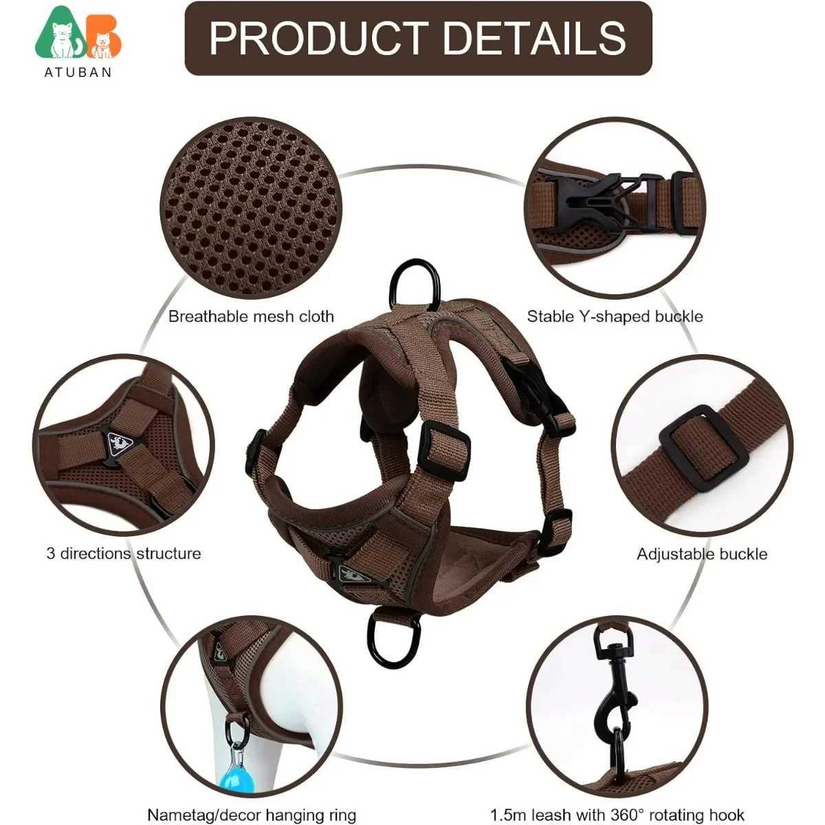 Cat harness and belt set suitable for small to large cats adjustable cat vest reflective accessories universal cat harness and beltT250318
