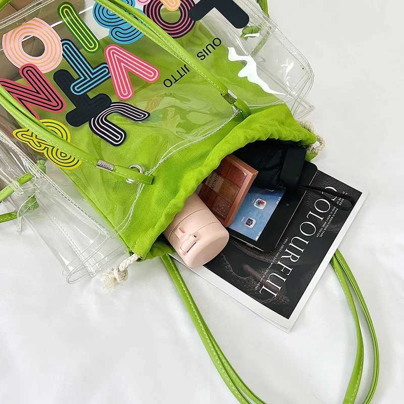 Versatile Transparent Jelly Bag Wens Large Capacity 2024 New Fi Niche Portable Shoder Bag Tote Bag Spring and SummerT250318