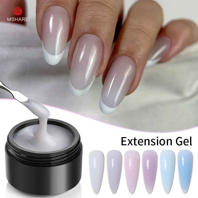 MSHARE 50g Jelly White Pink Blue Translucent Self Leveling Builder Hard Gel for Nail Extension Construction UV Gel 250314