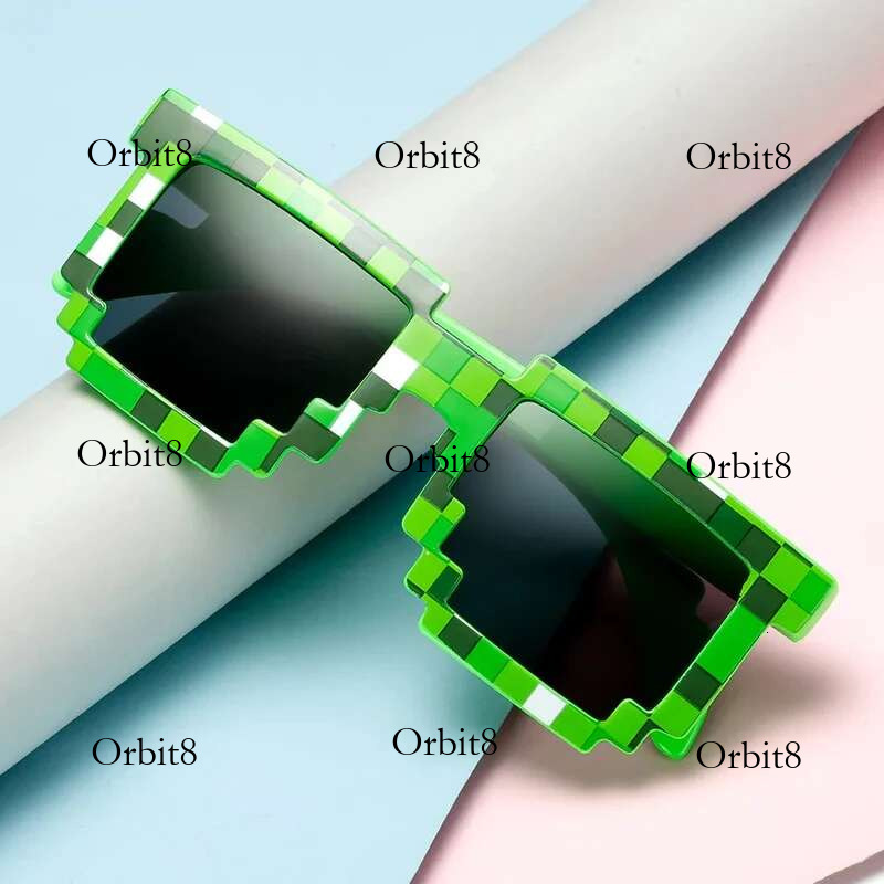 New fashion Sun Hot Sale Sunglasses Creeper Glasses Novelty Mosaic Funny Goggles Boys Girls Pixel Eyewear