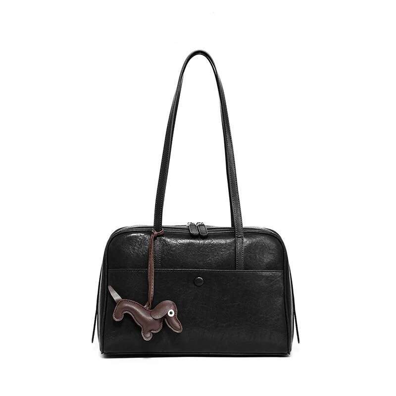High End Hand-Held Pillow Bag, Vintage Vegetable Tanned Cowhide, Large Capacity Single Shoulder Tote Bag