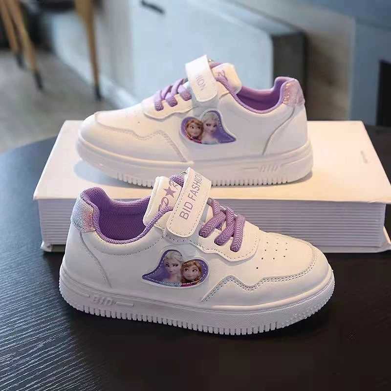 Childrens casual shoes white Priness Elsa Anna Flats purple light pink running soft sole fashion brand shoes W250318
