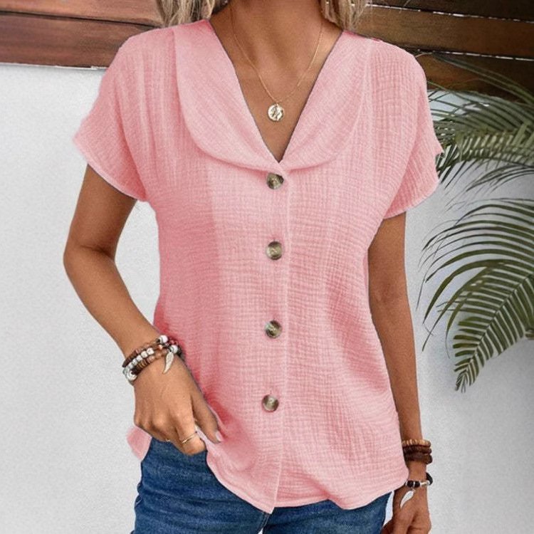 2025 new women's summer short sleeved cotton top casual shirt ddmySept