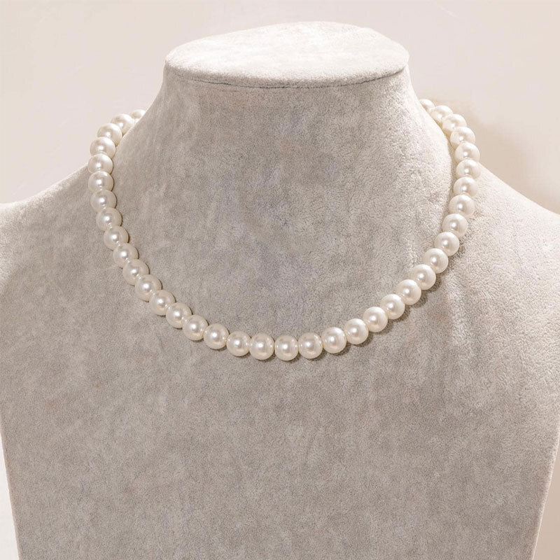 High Highlight Imitation Pearl Necklace Women's 10mm Artificial Pearl Choker Collarbone Chain Jewelry