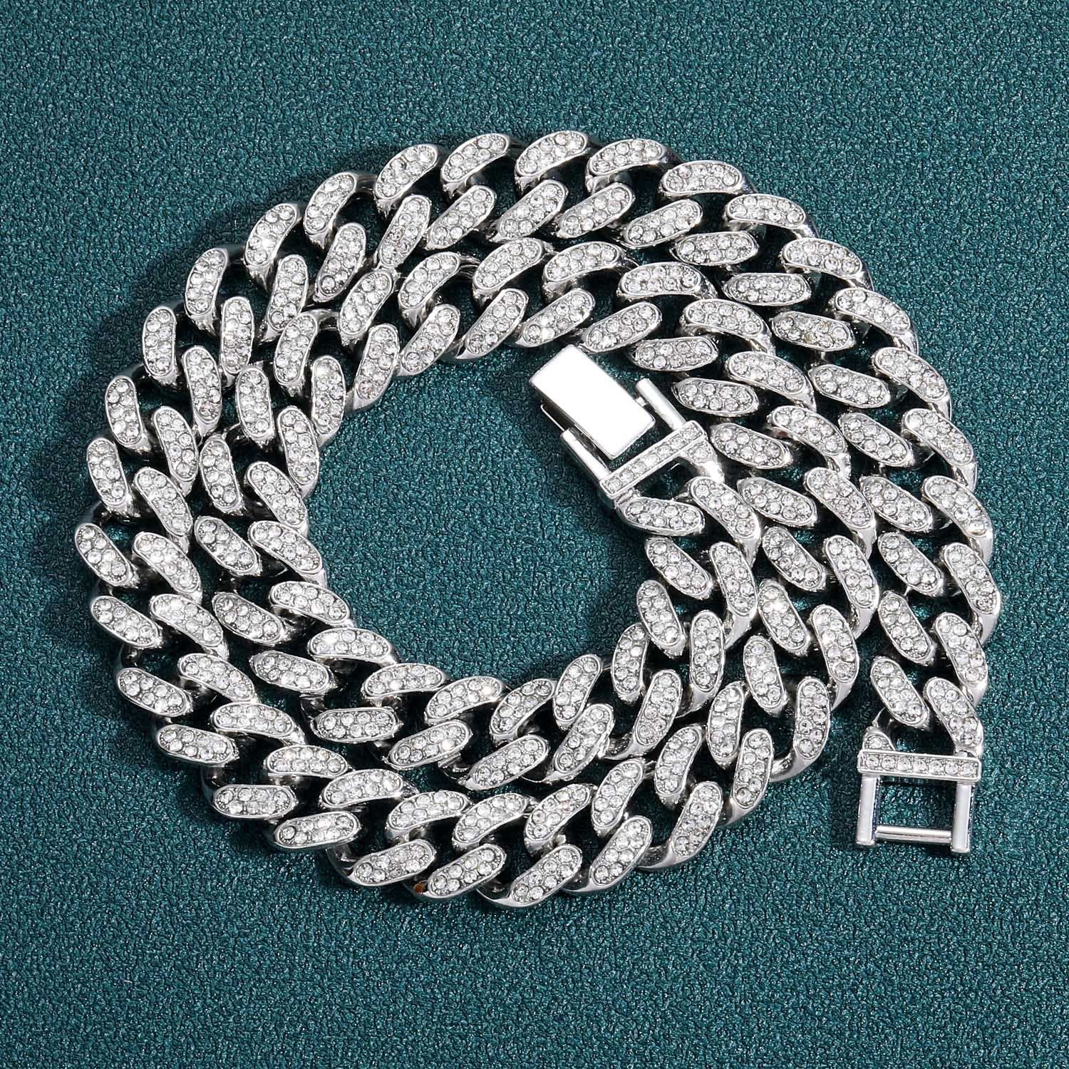 Sterg Sier Ice out VVS Mosan Diamond Chain Hip Hop Necklace Custom Size Black Diamond Cuban Chain 20mm