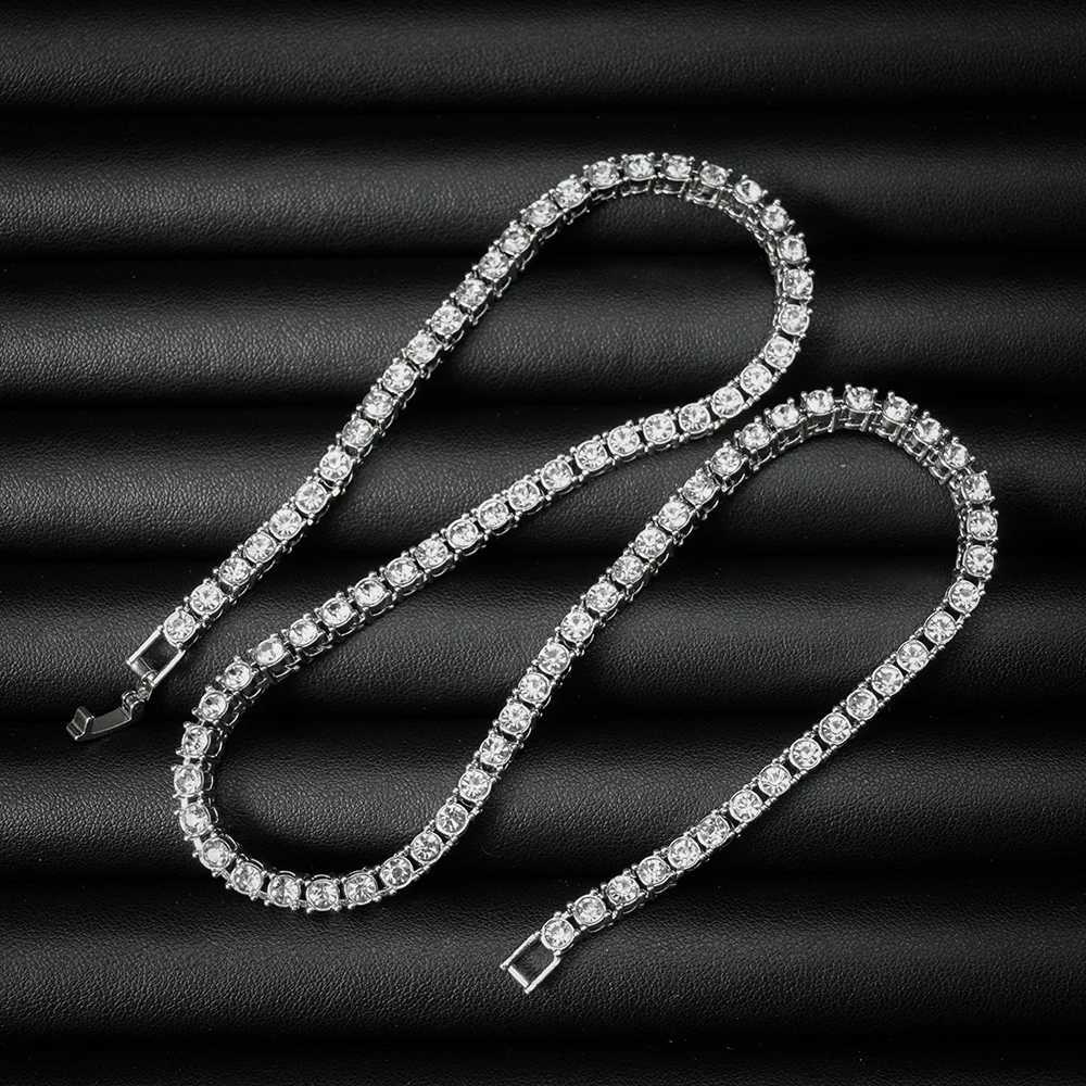 Classical 4MM Tennis Chain Iced Out Bracelet Necklace Men Fashion Hip Hop Jewelry Women 8/16/18/20/24inch Choker Punk Party Gift W250318