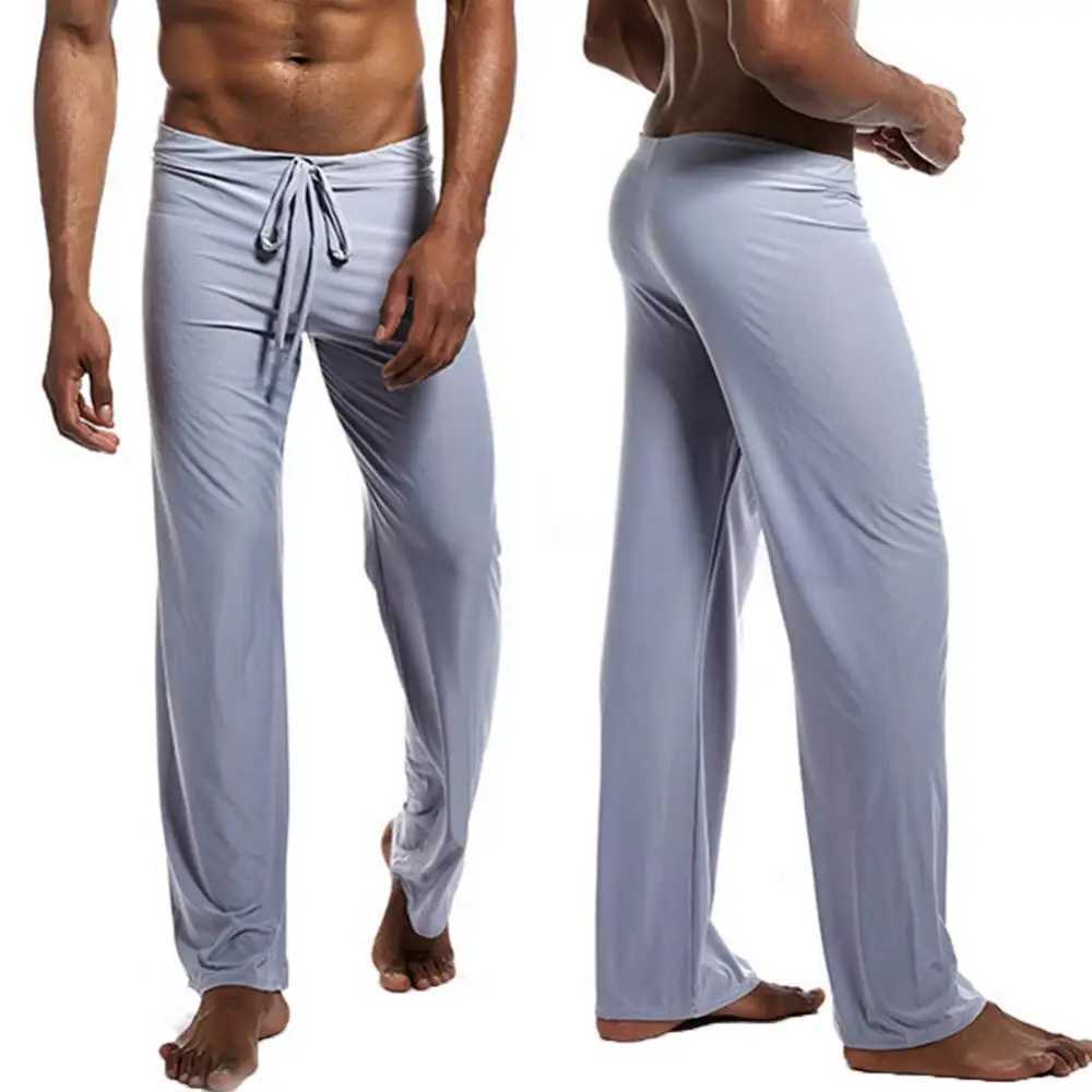 Mens Casual Solid Color Low-waisted Drawstring Loose Pants Running Yoga Trousers W250318