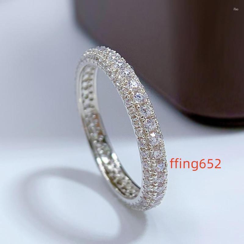 Cluster Rings Eternity Micro Pave Moissanite Diamond Ring Real 925 Sterling Silver Wedding Band For Women Men Engagement Jewelry