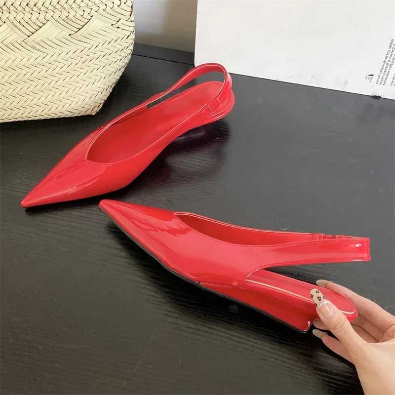 Equal Womens Patent Leather Pointed Toe Win Pumps Elegant Low H Sandals Casual Dress Street Style Shoes Y250317