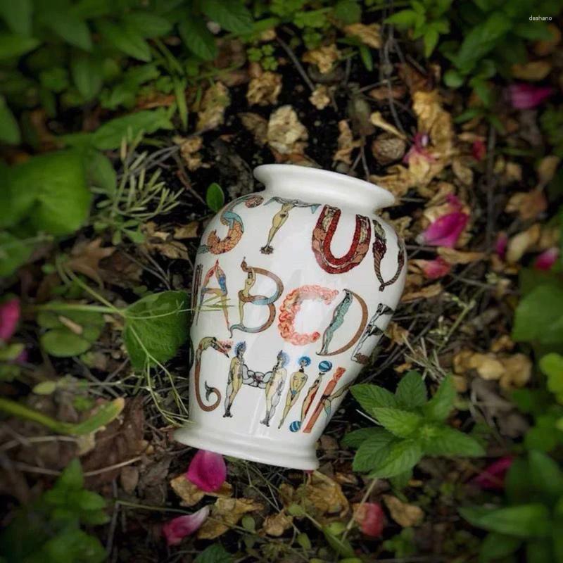 Vases Decor Unique Alphabet Ceramic Vase Creative Flower Pot Super Cool Decorative Modern Vases Trendy Desktop Ornament For Home Decoration B5 R250920