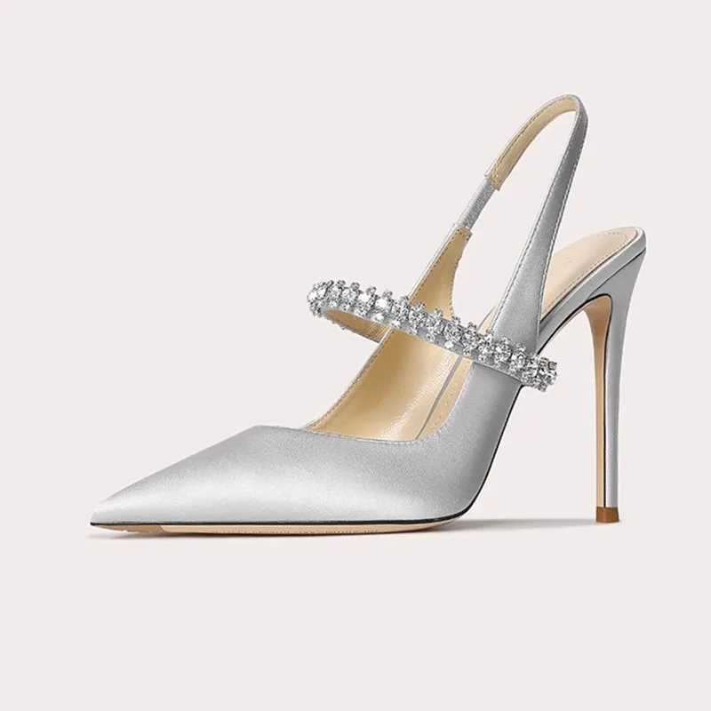 Size 34 45 Wens Diamd Bao sandals 2025 new thin toe sheepskin high H Wens wedding shoes Y250317