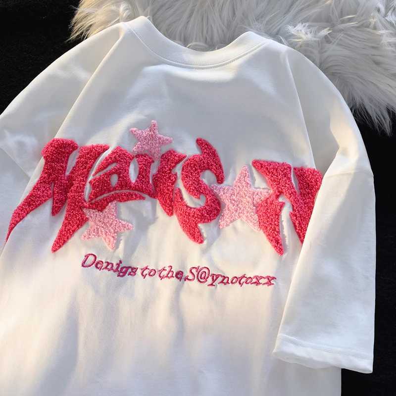 Embracery Letter Fashion Womens T-shirt Summer 2024 American Retro Womens T-shirt Interesting Printed Design Y2k TopT250318