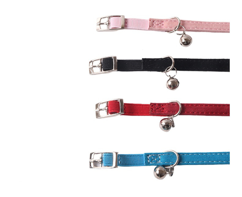 Suede Cat Collar with Metal Heart Inlaid with Rhinestones Decoration, Bell Kitten Collar, Adjustable Cat Collar for Boy Cats, Girl Cats with Safety El