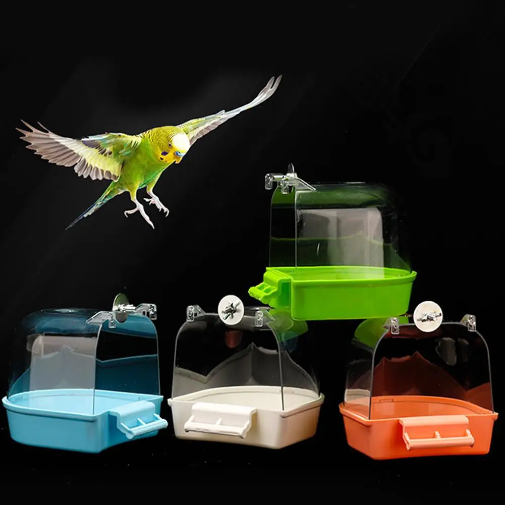 Hanging Bird Bath BoxParakeet Shower CagedParrot Box For Pet Brides Canary Budgerigar CockatielParrots P5C2 250318