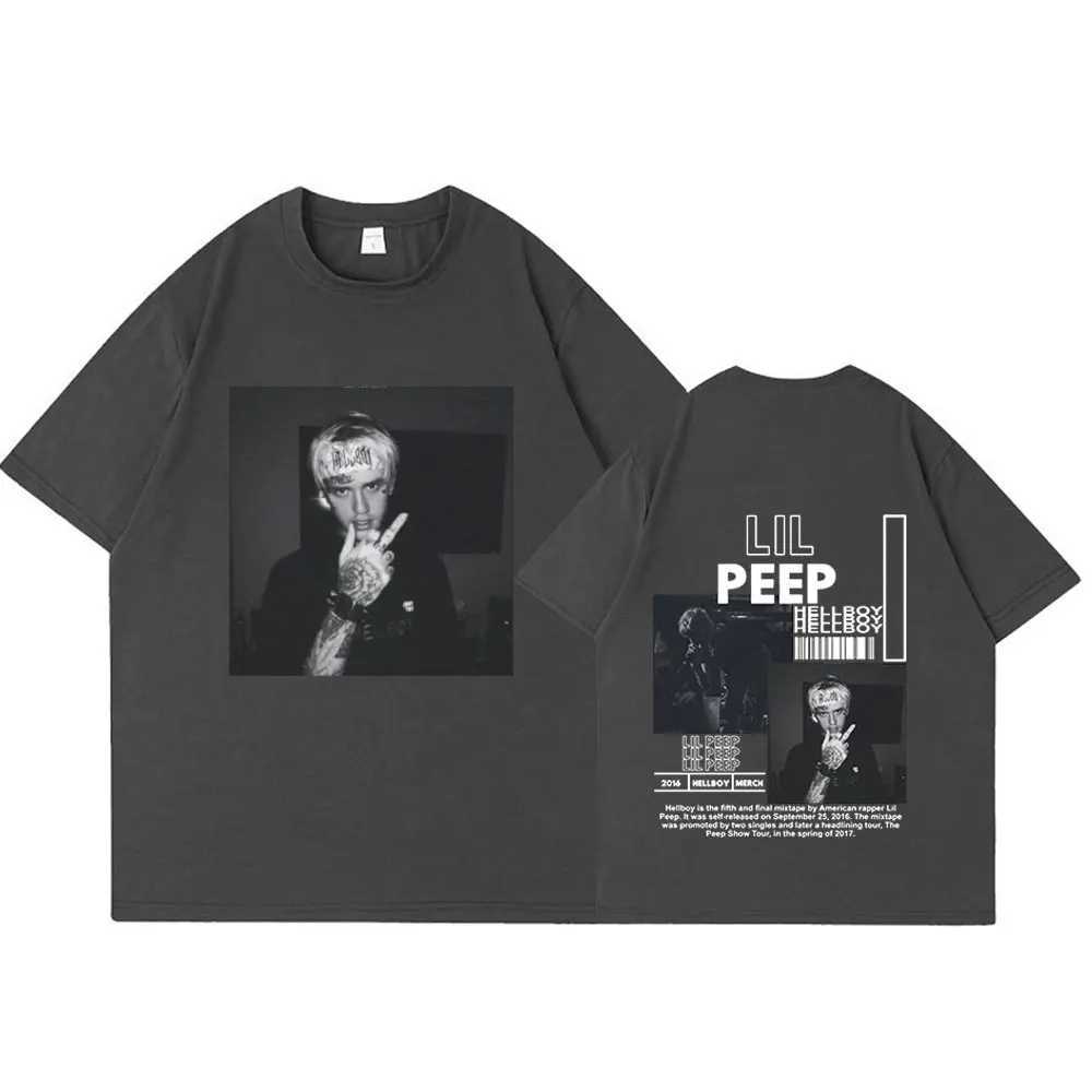 Rapper Lil Peep T-Shirt Hellboy Crybaby Hip Hop Graphic T shirt Summer Mens Women Clothing Aesthetic Oversized Cotton Tee ShirtXJ250318