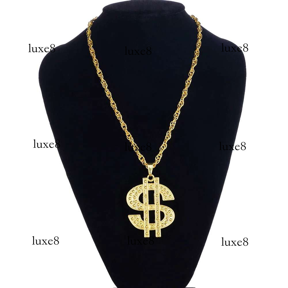 Fashion Golden Plated Hip Hop Rock Stainless Steel US Money Sign Pendant Necklace Mens Women Jewellery Gift