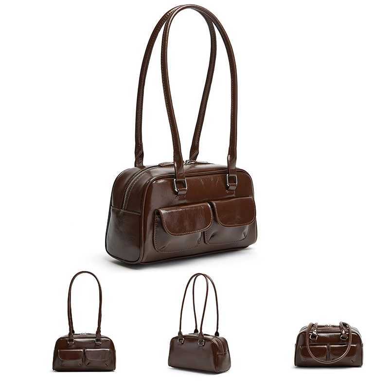 Wens Sahel Tramp Bag Pu Leather Shopping Bag Fi Solid Designer Armrest Bag Casual Double Pocket Handbottom Bag Y250318