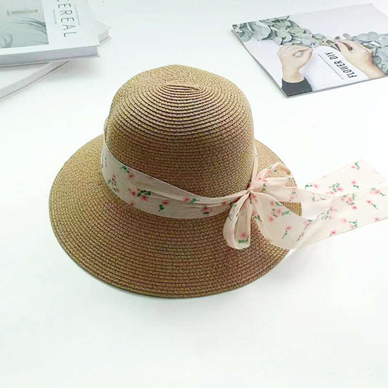 Seaside vacation beach bow straw hat tide summer large eave sunshade small wer ribbon