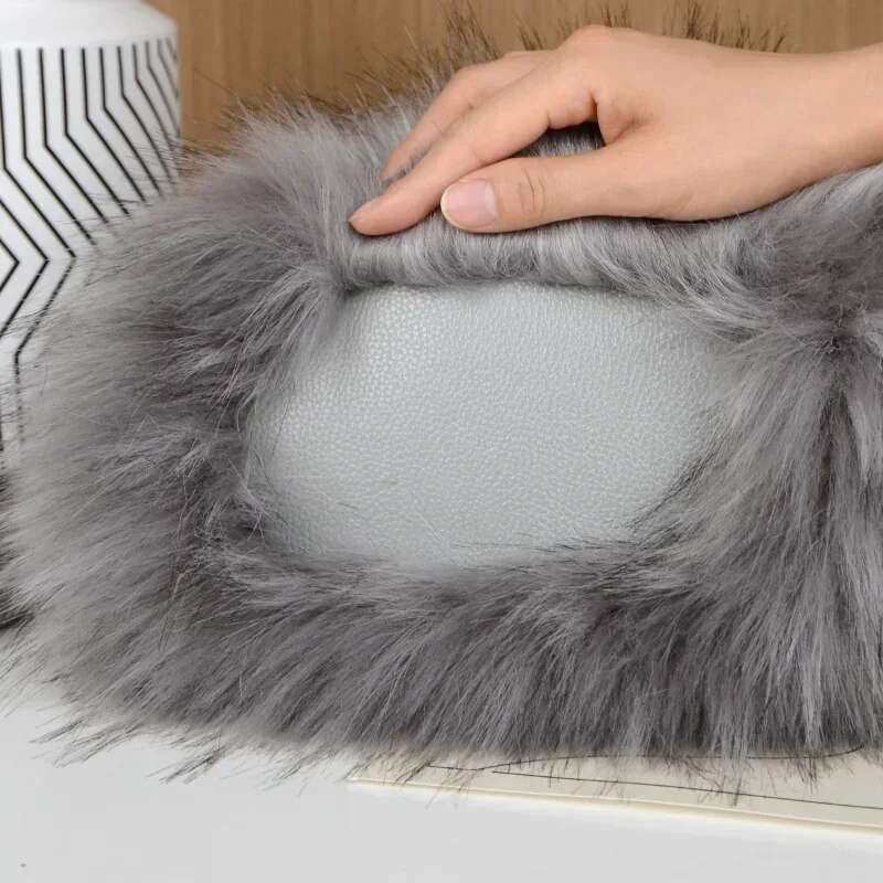 Meet You Women's Large Capacity Faux Fur Tote Bag Fashion Soft Plush Spliced Pu Leather Handbag Winter Fluffy Warm Shopper Purse