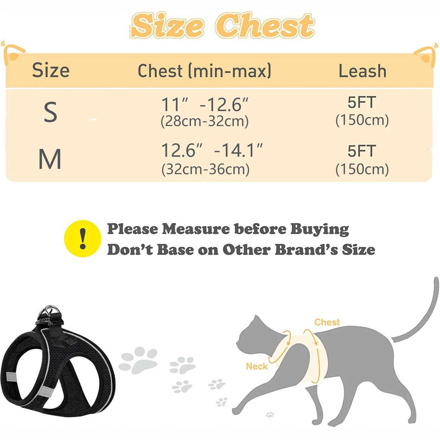 Cat harness and belt for hiking escape adjustable kitten vest harness reflective soft mesh puppy harness for outdoor use CT250318