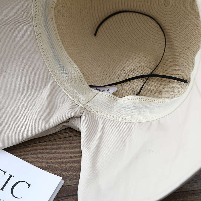 Fashion bow fisherman spliced grass woven thin sunshade women's summer protection beach sun hat
