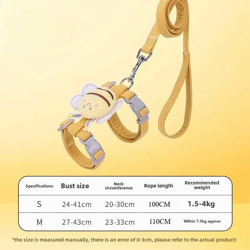 Cat Strap Cute Bee Style Pet Strap and Belt Set Adjustable Strap Suitable for Cats Puppies Cat Accessories Outdoor WalkingT250318