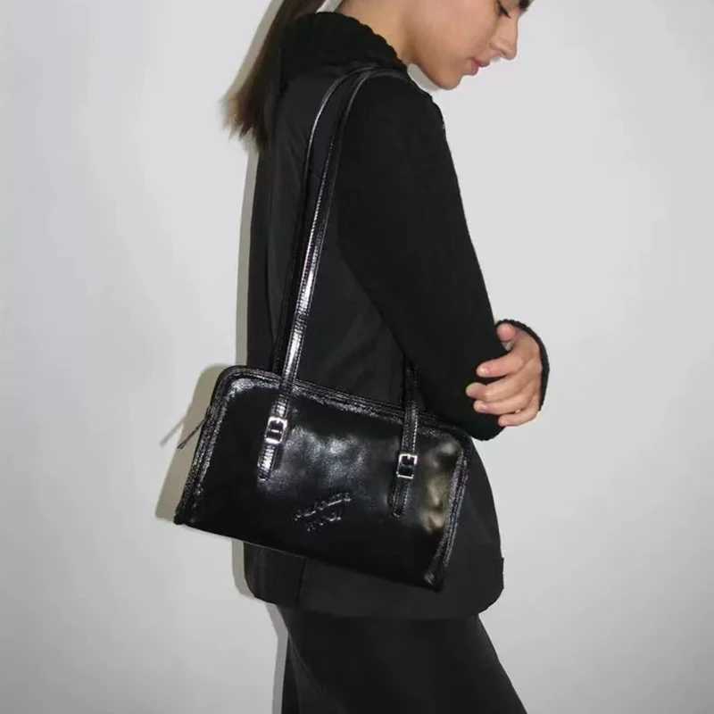 New Warm Makeup Bag Retro Shoe Bag High Quality Black PU Womens Cross Body Bag Luxury Design Casual Simple Bottom Bag Y250318