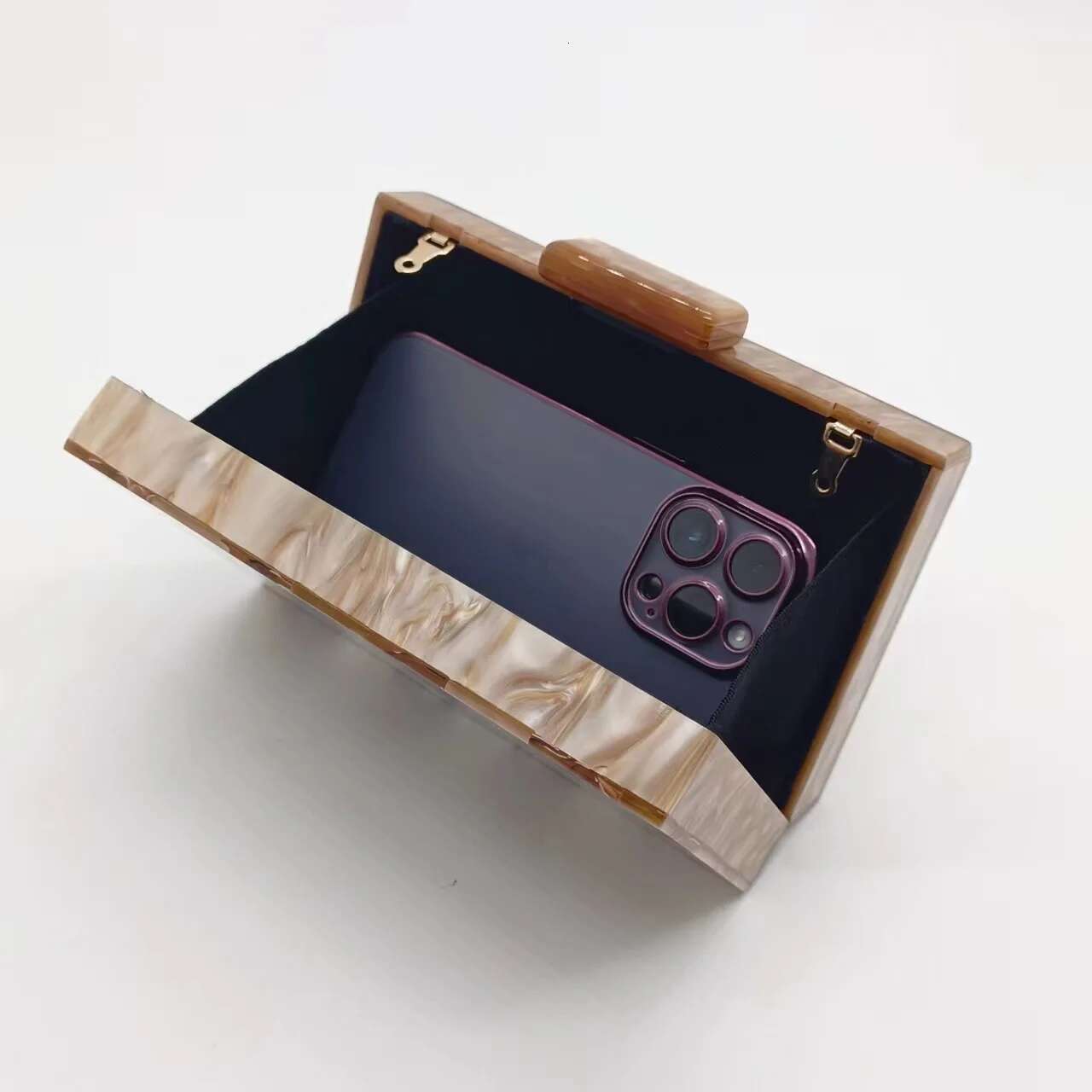 Designer Chain Crossbody Bag Wedding Party Women Wallet Handbags Acrylic Clutch Purse Coffee Plaid Patchwork Evening Bags