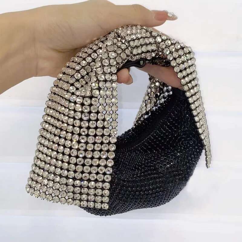 Shiny Rhies Bow Evening Clutch Party Bags For Women Designer Handbag And Purses 2024 New Fashion Dia Mini Tote