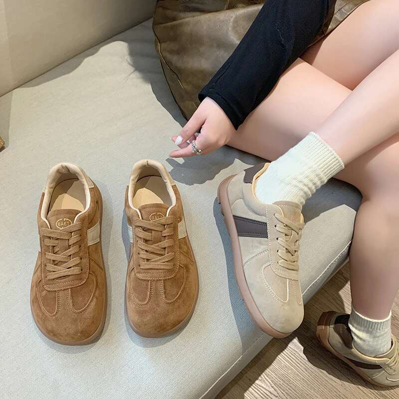 Autumn New Fashion Trend Women's College Style Wide Toe Soft Comfortable Flat Outdoor Casual Sports Shoes