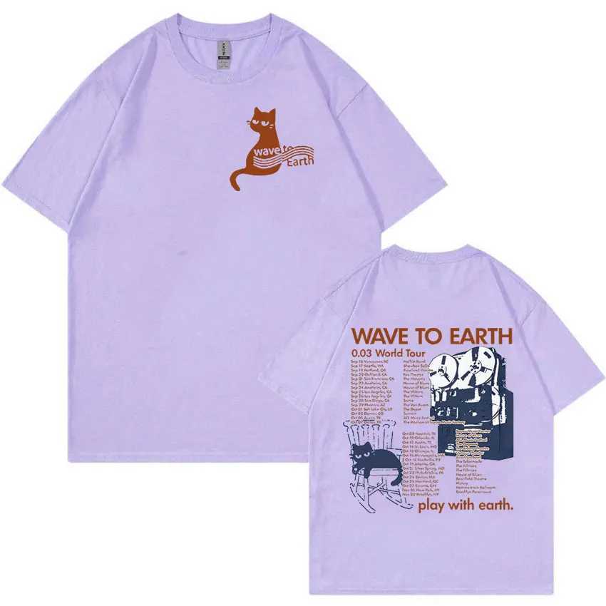 Wave To Earth Cat 0.03 World Tour T Shirt Men Women Retro Harajuku Fashion T-shirts 100% Cotton Oversized T-shirt Y2k StreetwearXJ250318