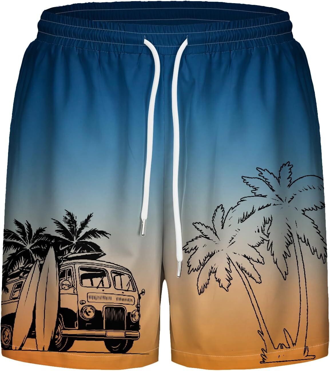 Men's Hawaiian Beach Shorts Casual Lightweight Drawstring Quick Dry Holiday Tropical Shorts with Pockets cool