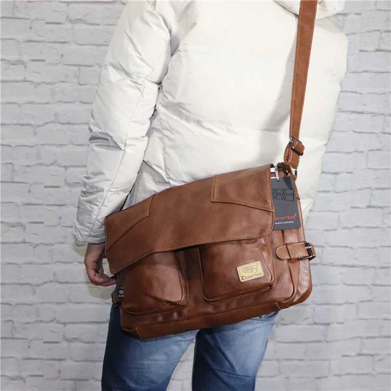 Good Qualtiy Travel Bag Leather PU Casual Shoder Crossbody Outdoor Bags Mens School Retro Zipper Shoder Satchel Bag Z250318