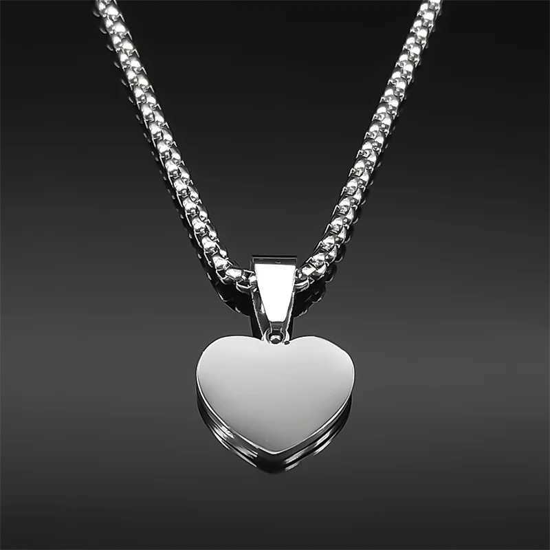 Simple Blackheart Pendant Necklace Womens Couple Stainless Steel Silver Love Valentines Day Gift Long Chain Jewelry W250318