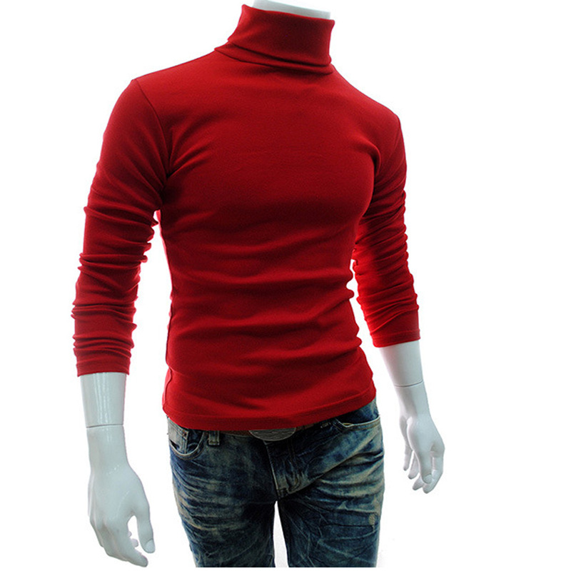 CNLONGBIDA Men's Sweaters Cotton Spandex Material LARGE Elastic Turtleneck Pullover Sweaters, Slim Fit Long Sleeve Knitted Casual Sweatshirts cle