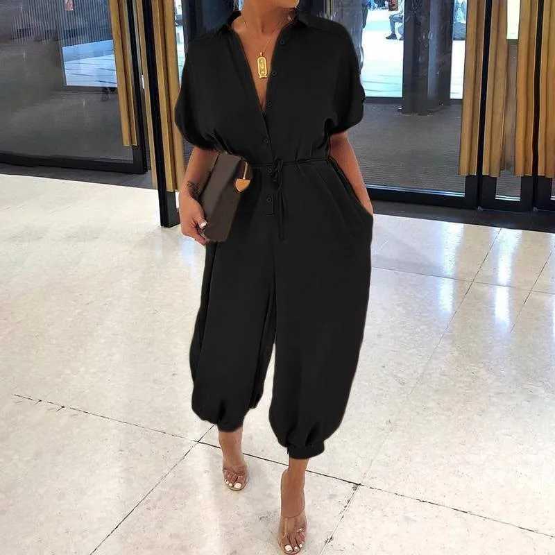 Sexy V-neck short Slve jumpsuit for office womens spring and summer casual leopard print womens jumpsuit 2024 piece jumpsuit X2503181